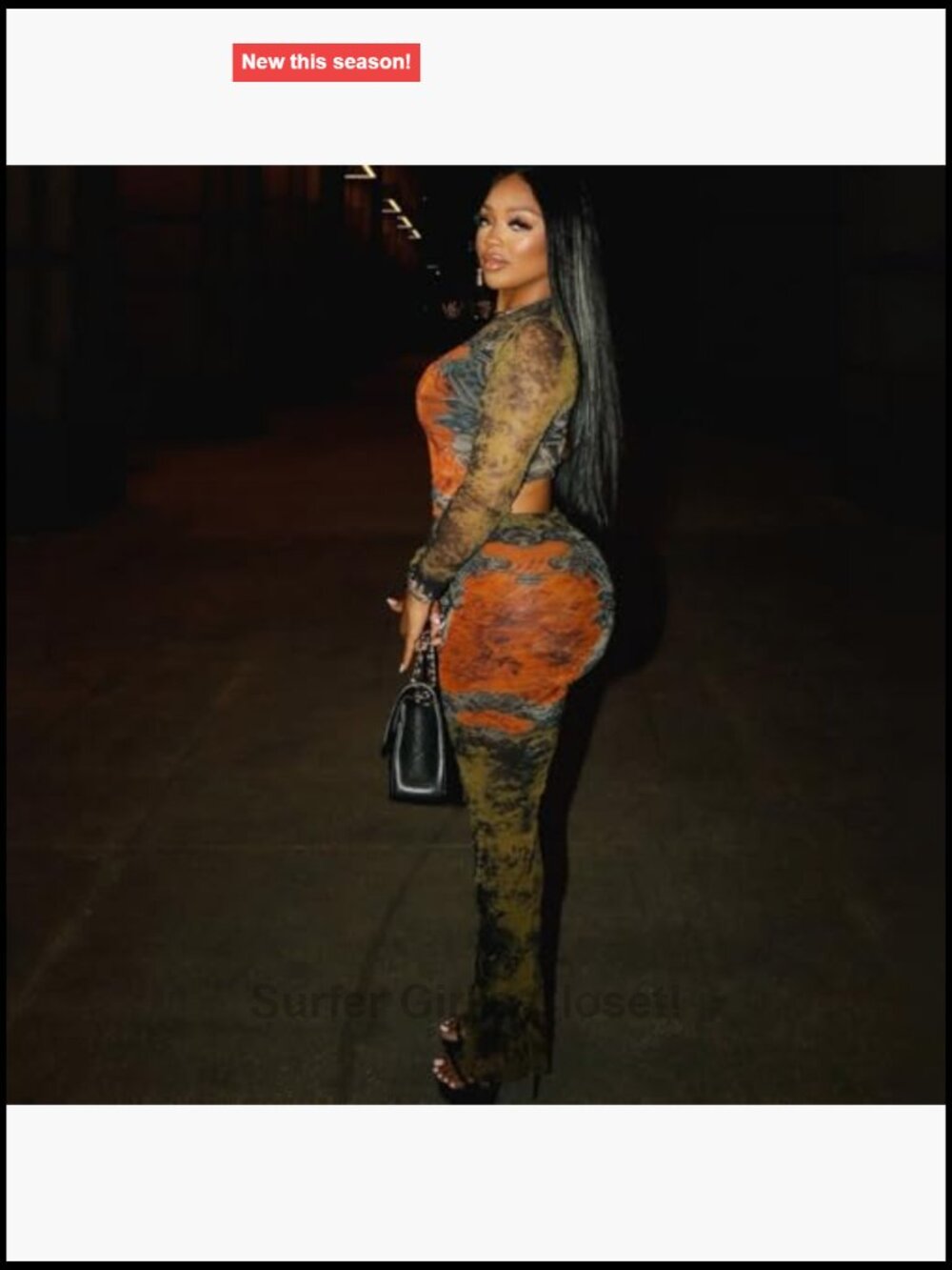 Women's Sexy Two Piece Set Long Sleeve Round Neck Top Bodycon Pants See Through - Picture 5 of 5